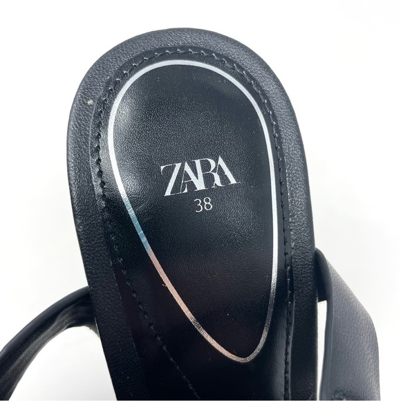 NEW Zara Black Chain Detail Chunky High Heel Platform Sandals Size 38 - Picture 10 of 10